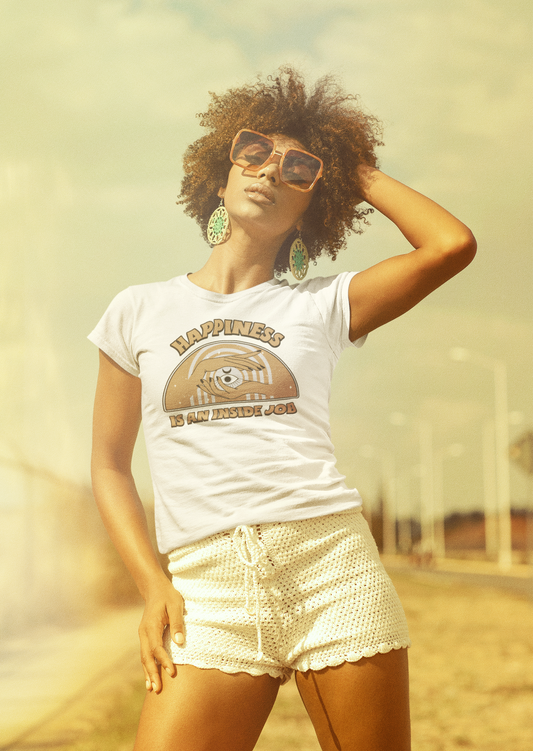 "Happiness is an Inside Job" Vintage Style - Women's short sleeve t-shirt