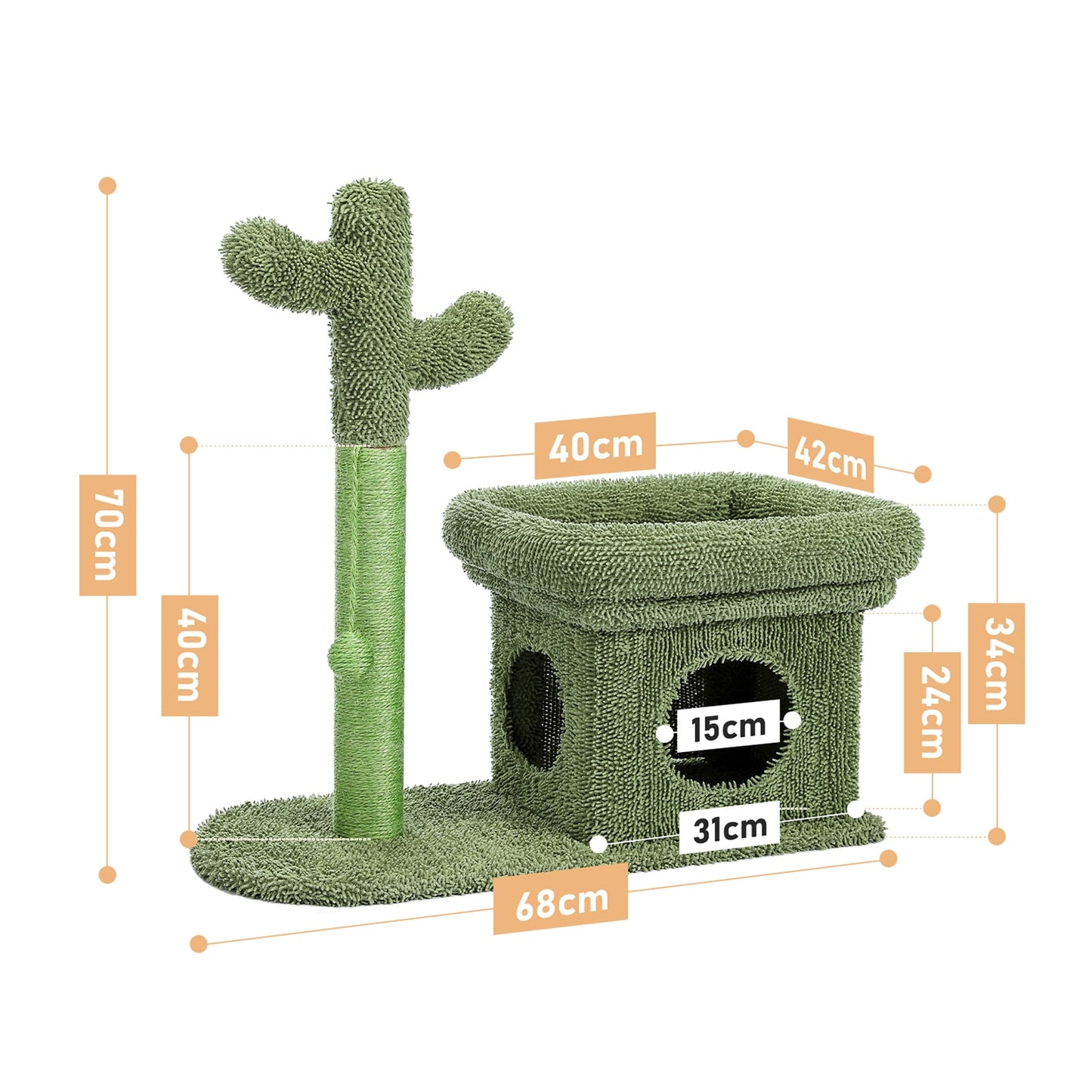 Cute Cactus Cat Toy with Ball Scratching Post