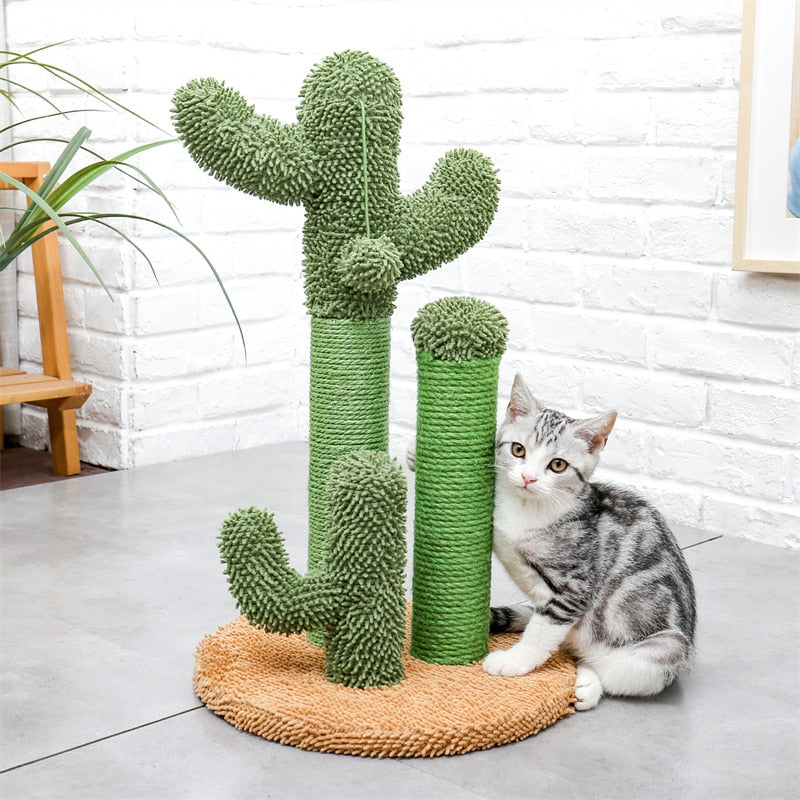 Cute Cactus Cat Toy with Ball Scratching Post