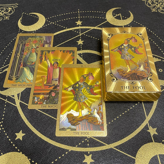 Gold Divination Tarot Cards with Guide Book
